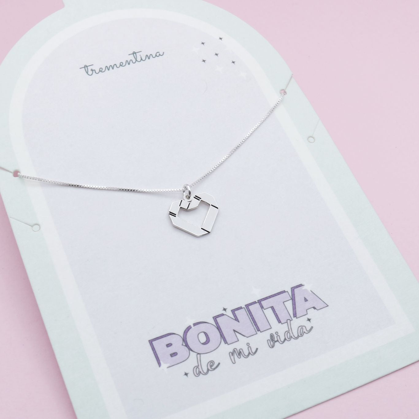 Collar de Plata Corazón en Origami