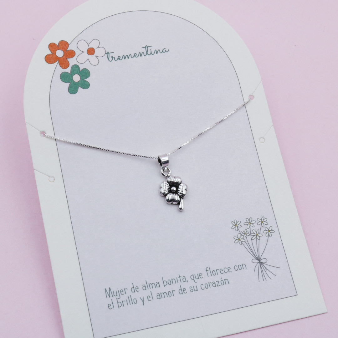 Collar Trébol de la Suerte en Plata
