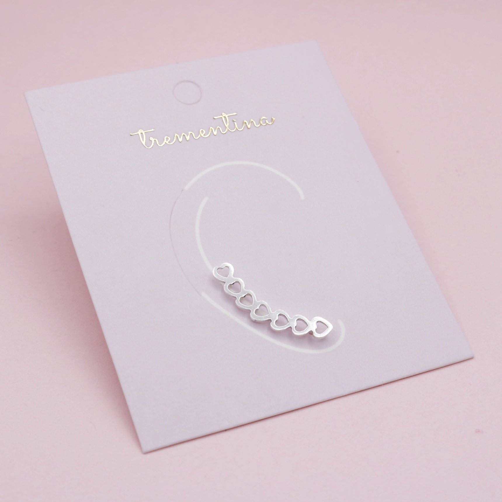 Ear Climbers En Plata Silueta de Corazones