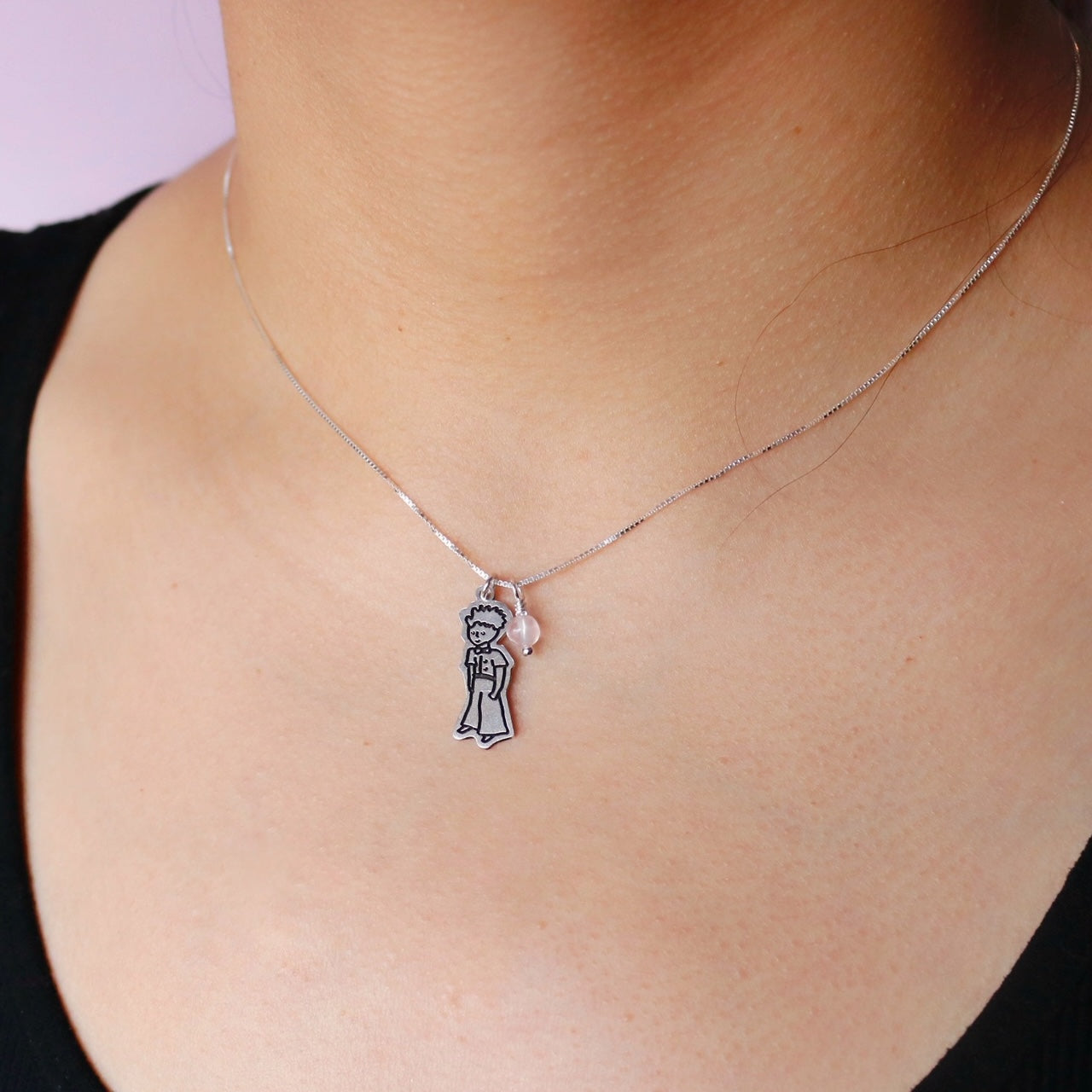 Collar de Plata "El Principito" y Cuarzo Rosa