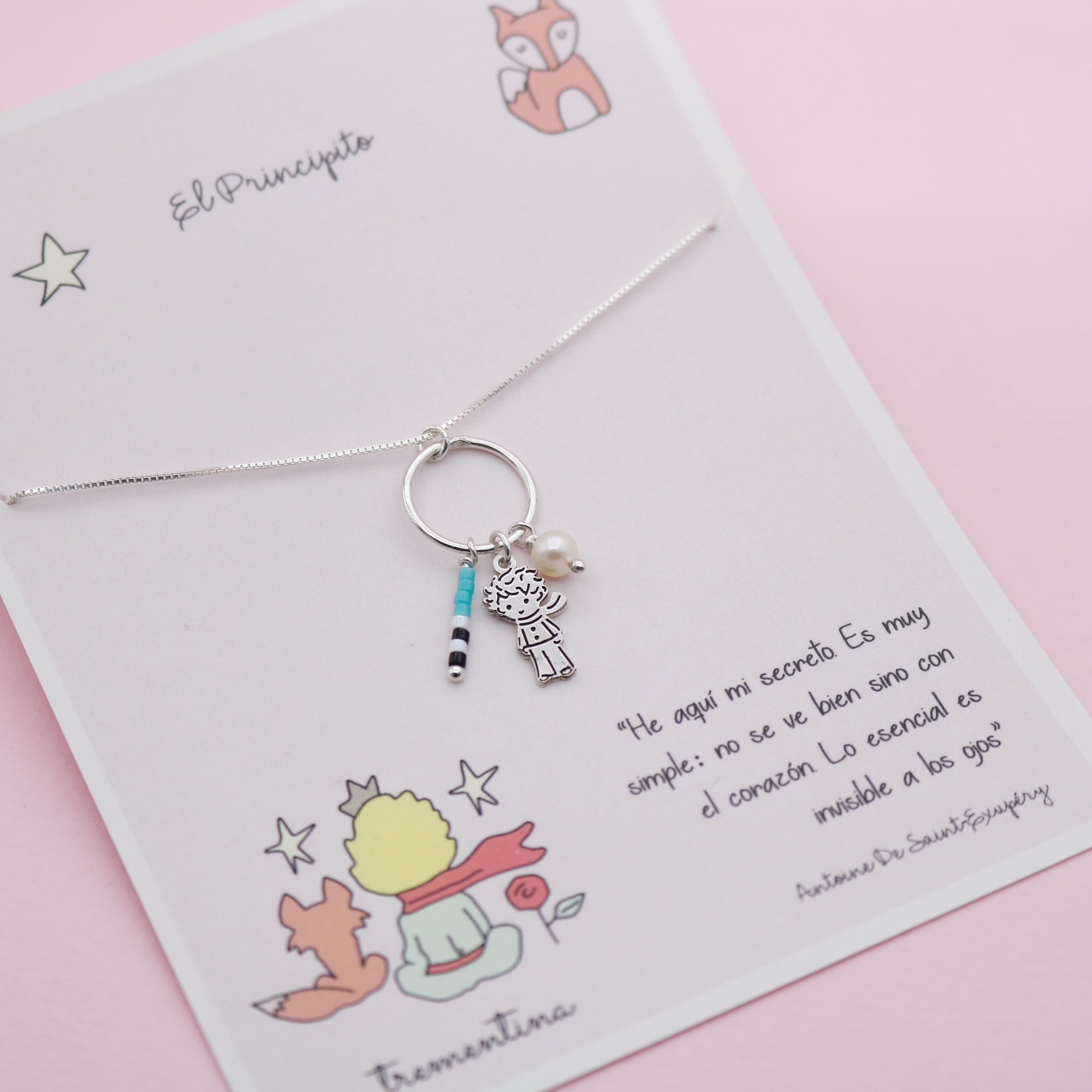 Collar de Plata "El Principito" Niño con Perla