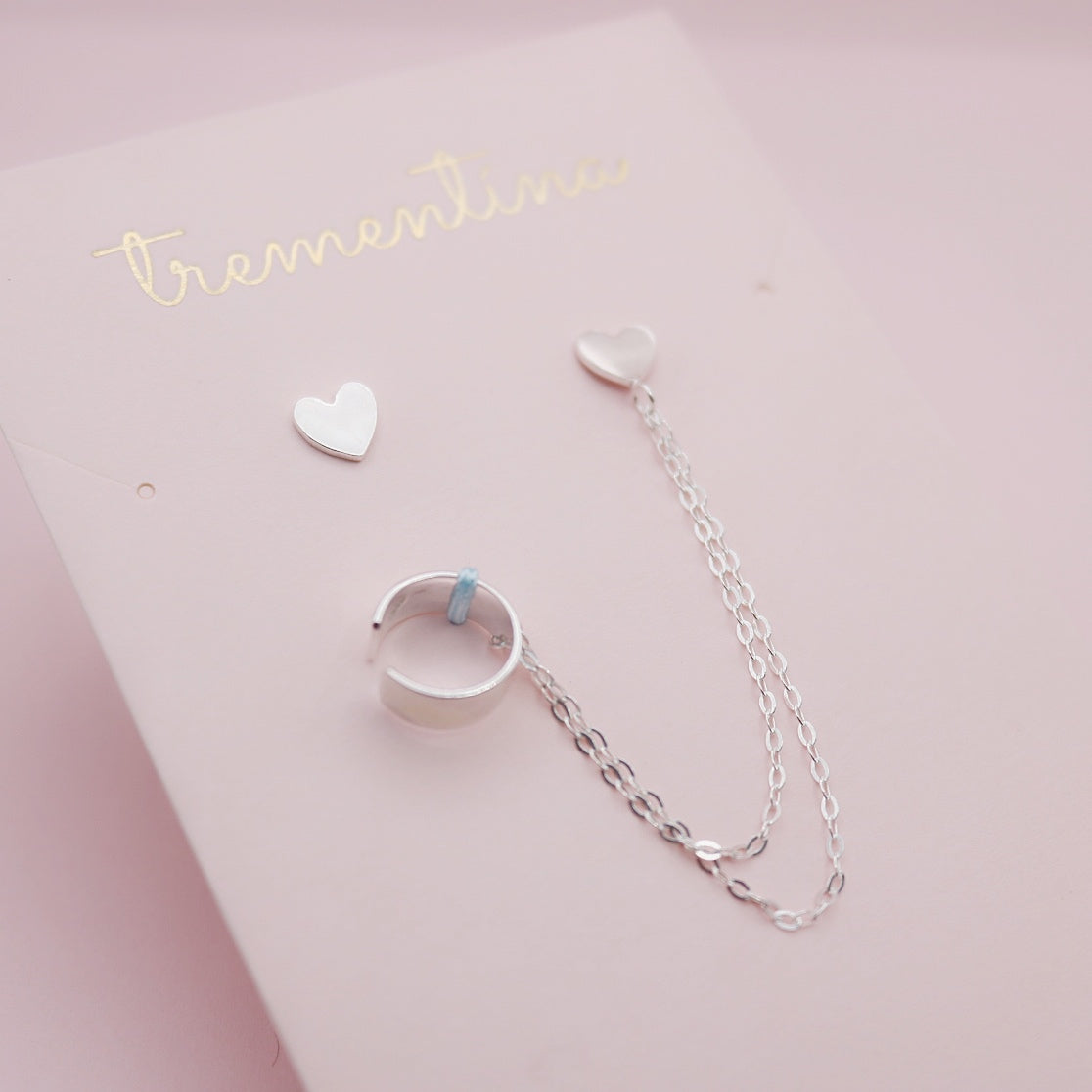 Earcuff  Corazón Cadena