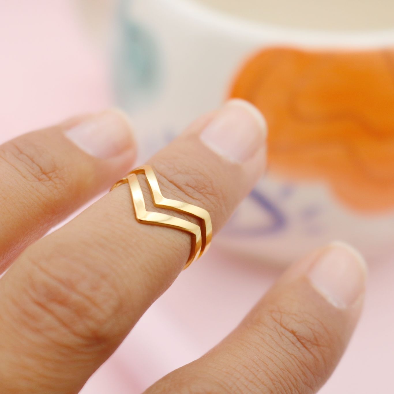 Anillo Midi Dorado Zigzag