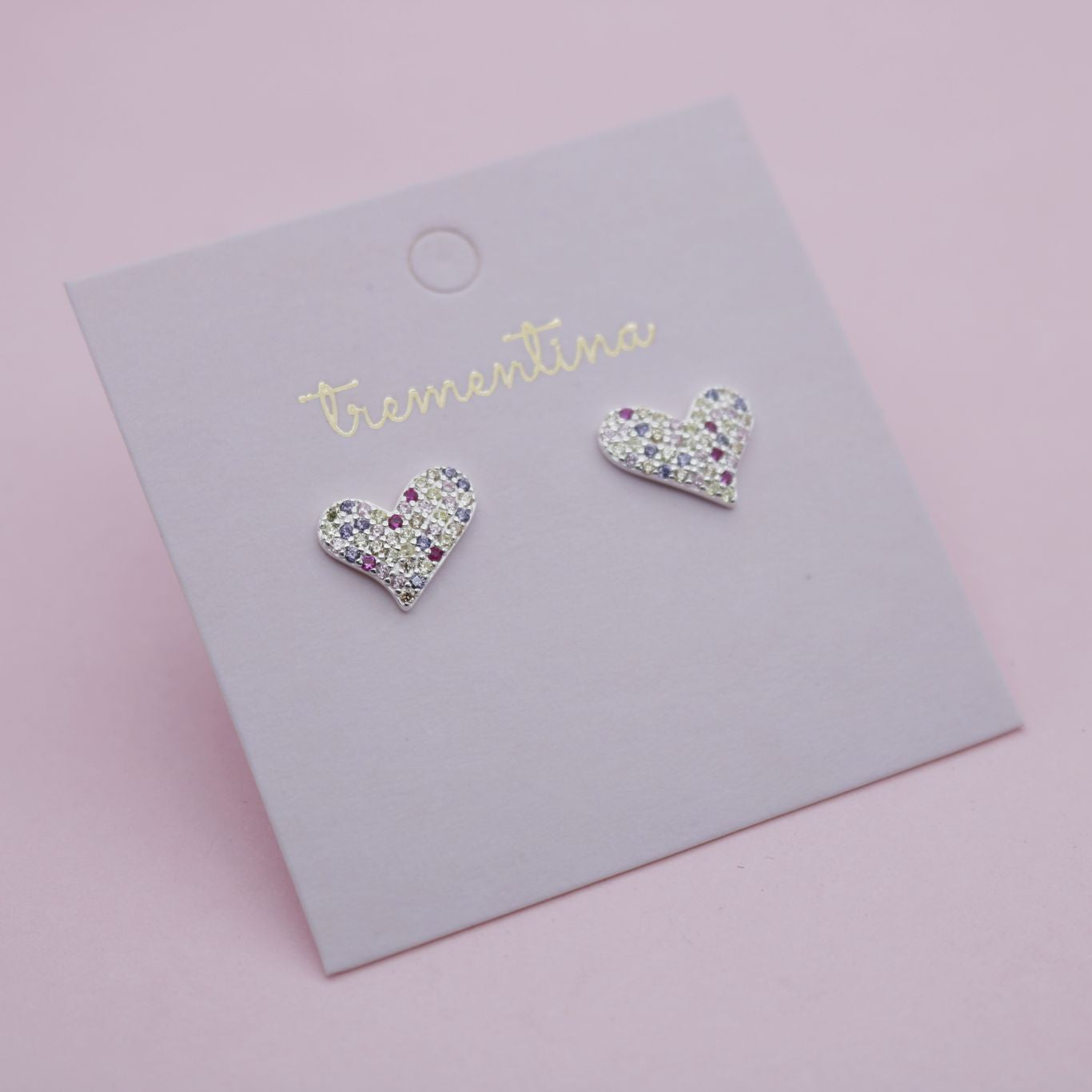 Topos en Plata  Corazón Brillos Pastel