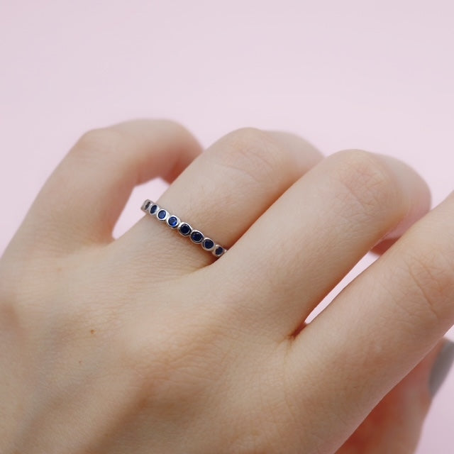 Anillo en Plata Estrellas Azules