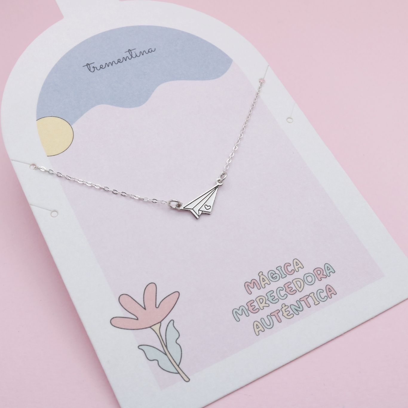 Collar de Plata Avioncito en Origami