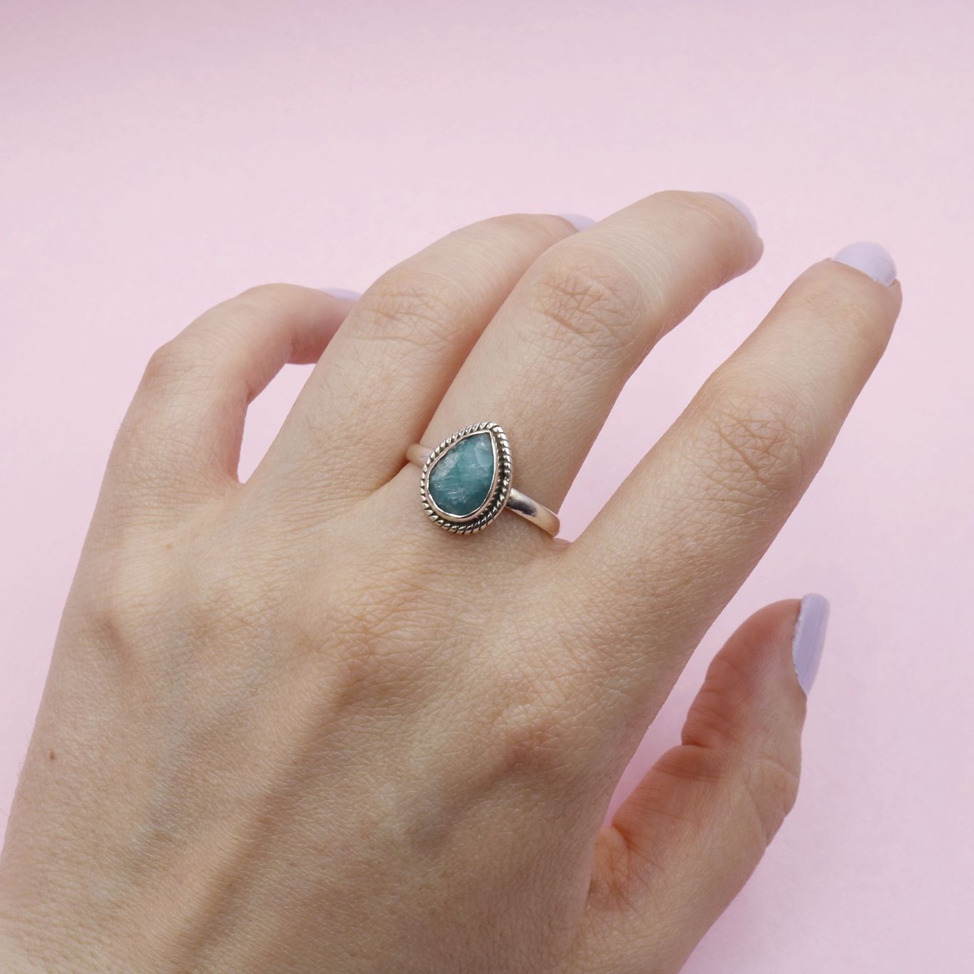Anillo de Plata Amazonita Serena