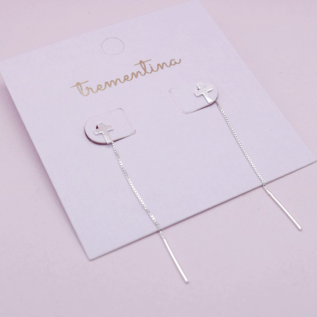 Aretes Cruz Pasante en Plata