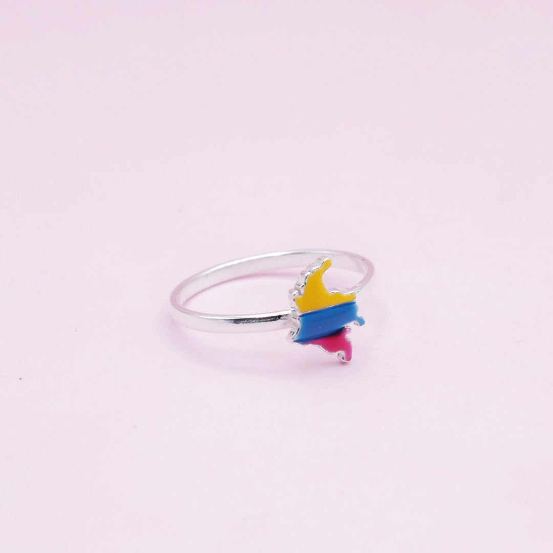 Anillo en Plata Mapa de Colombia