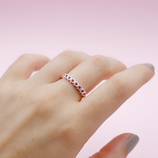 Anillo en Plata Estrellas Fucsia