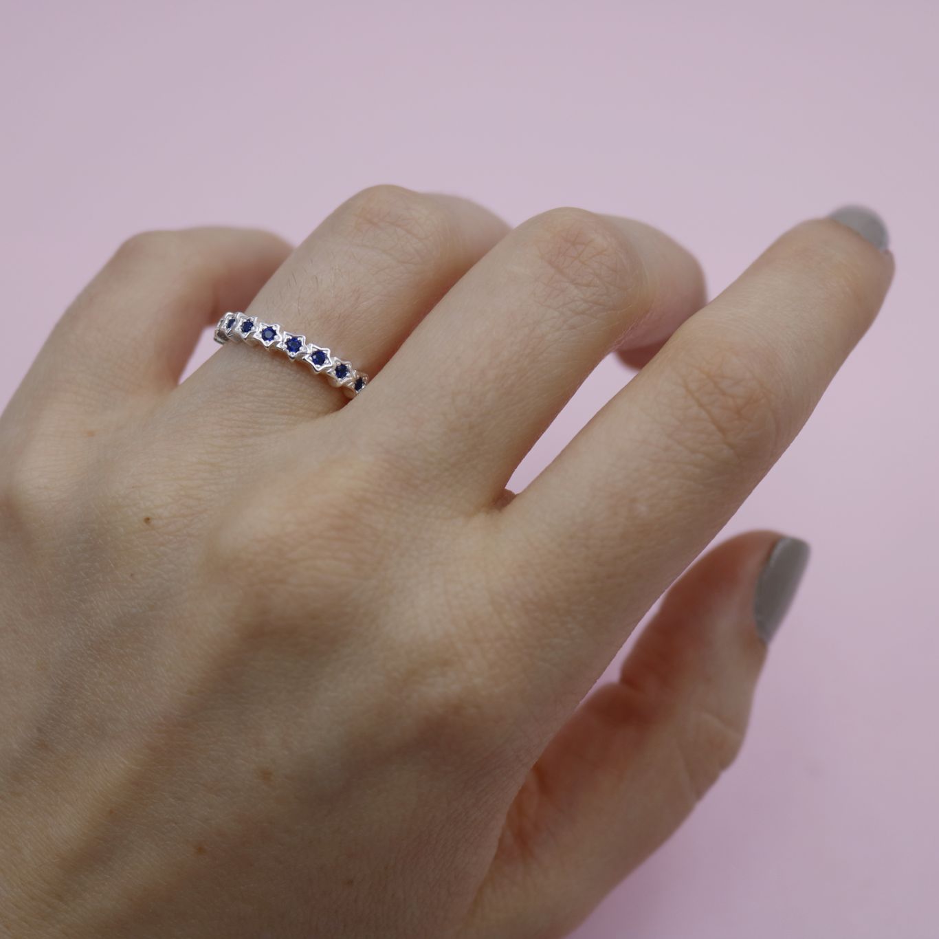 Anillo en Plata Estrellas Azules