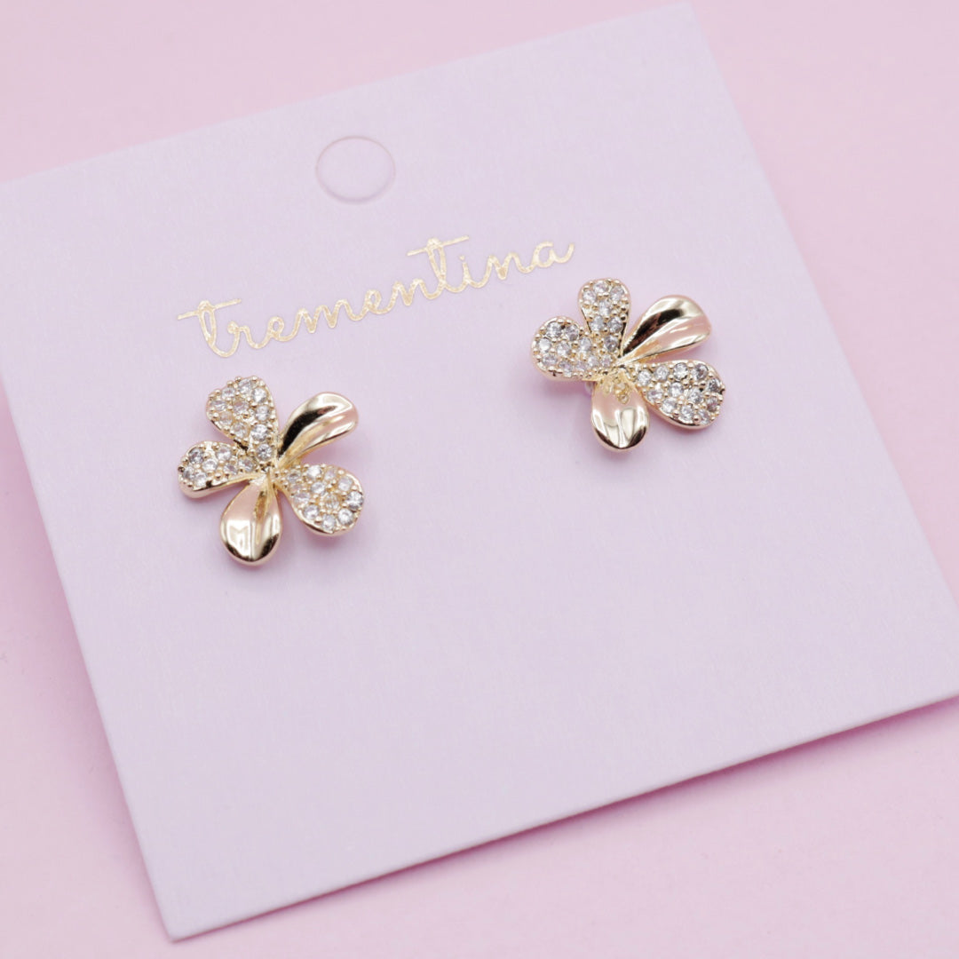 Aretes Dorados Flor Brillante