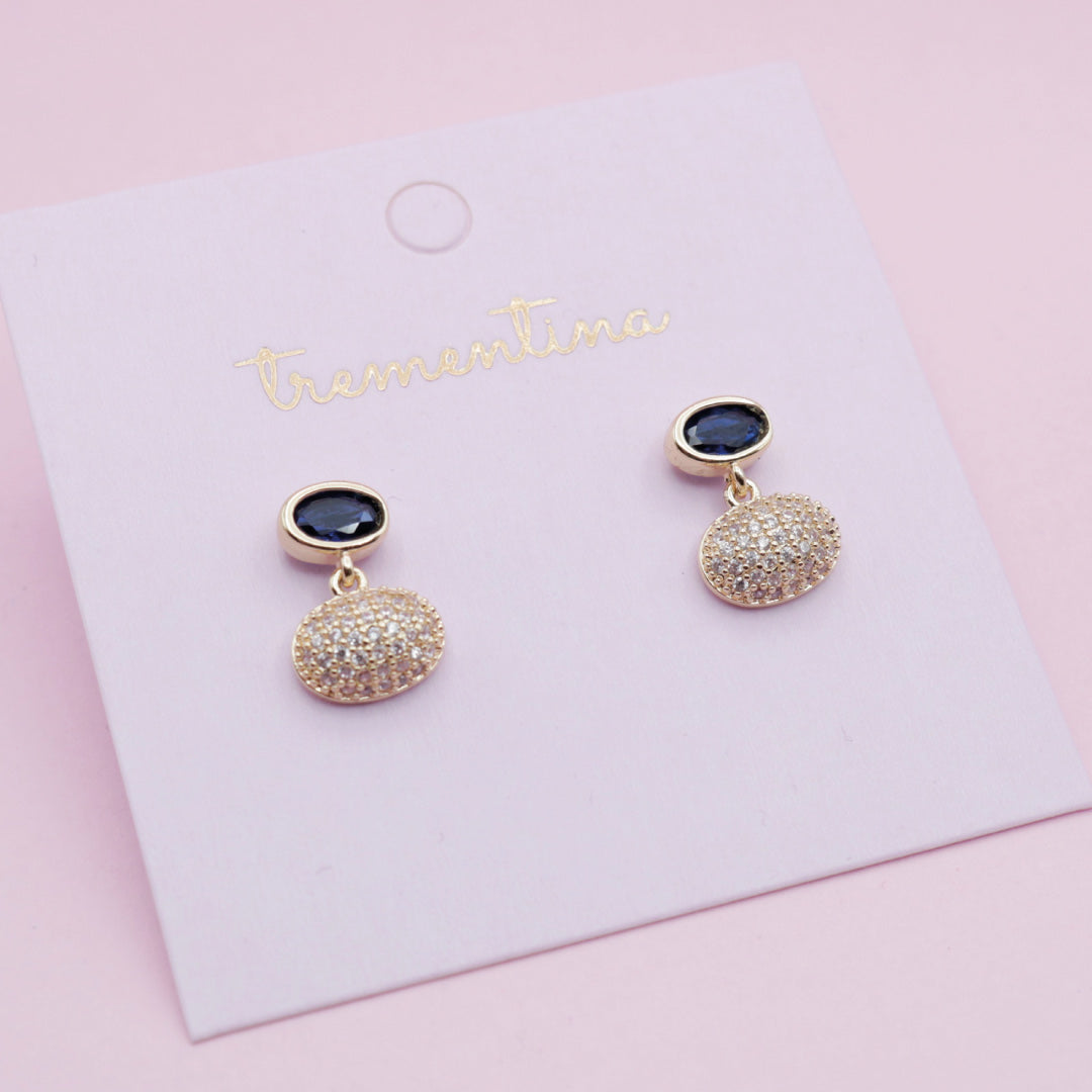 Aretes Dorados Eclipse Azul