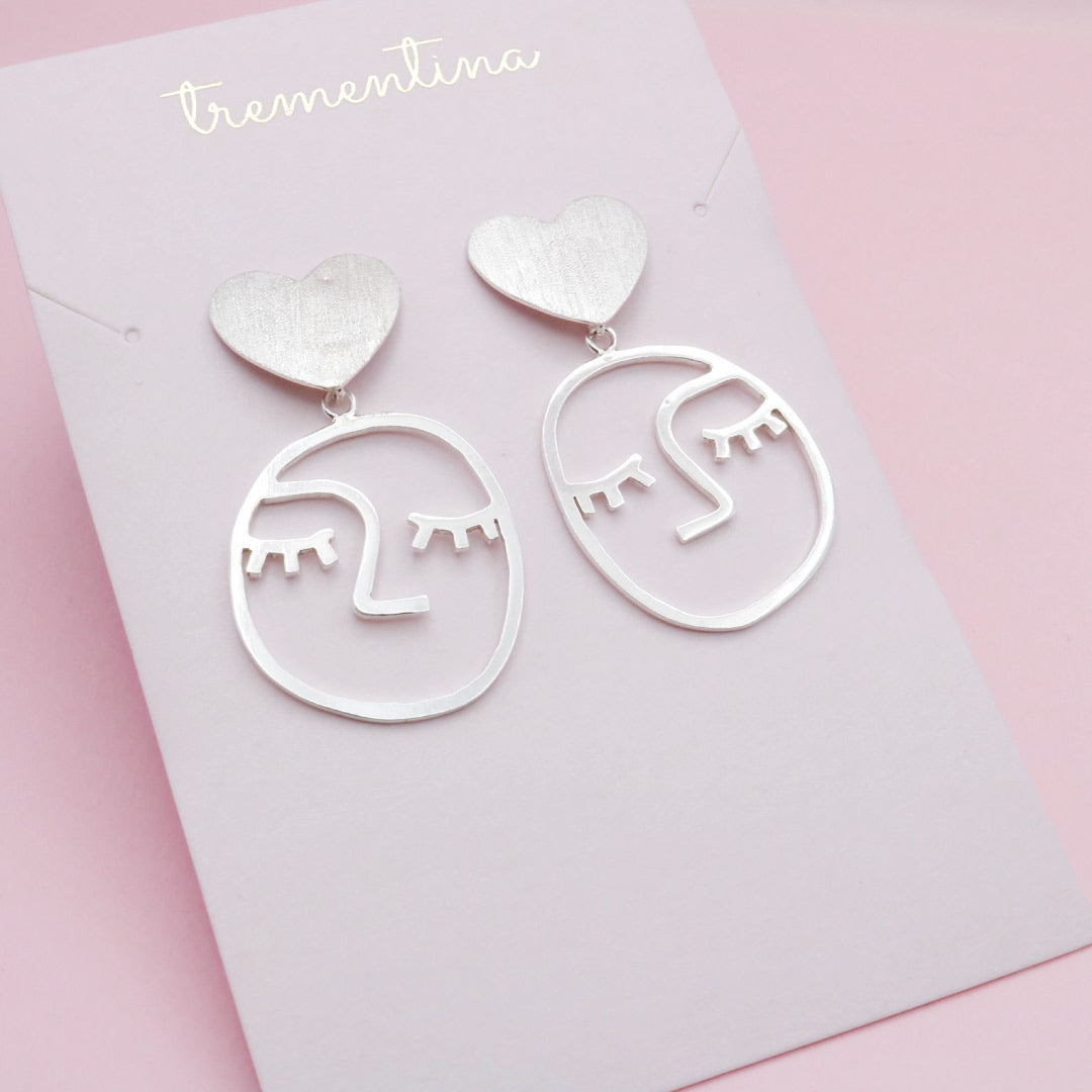 Aretes Corazón y Rostro Minimal