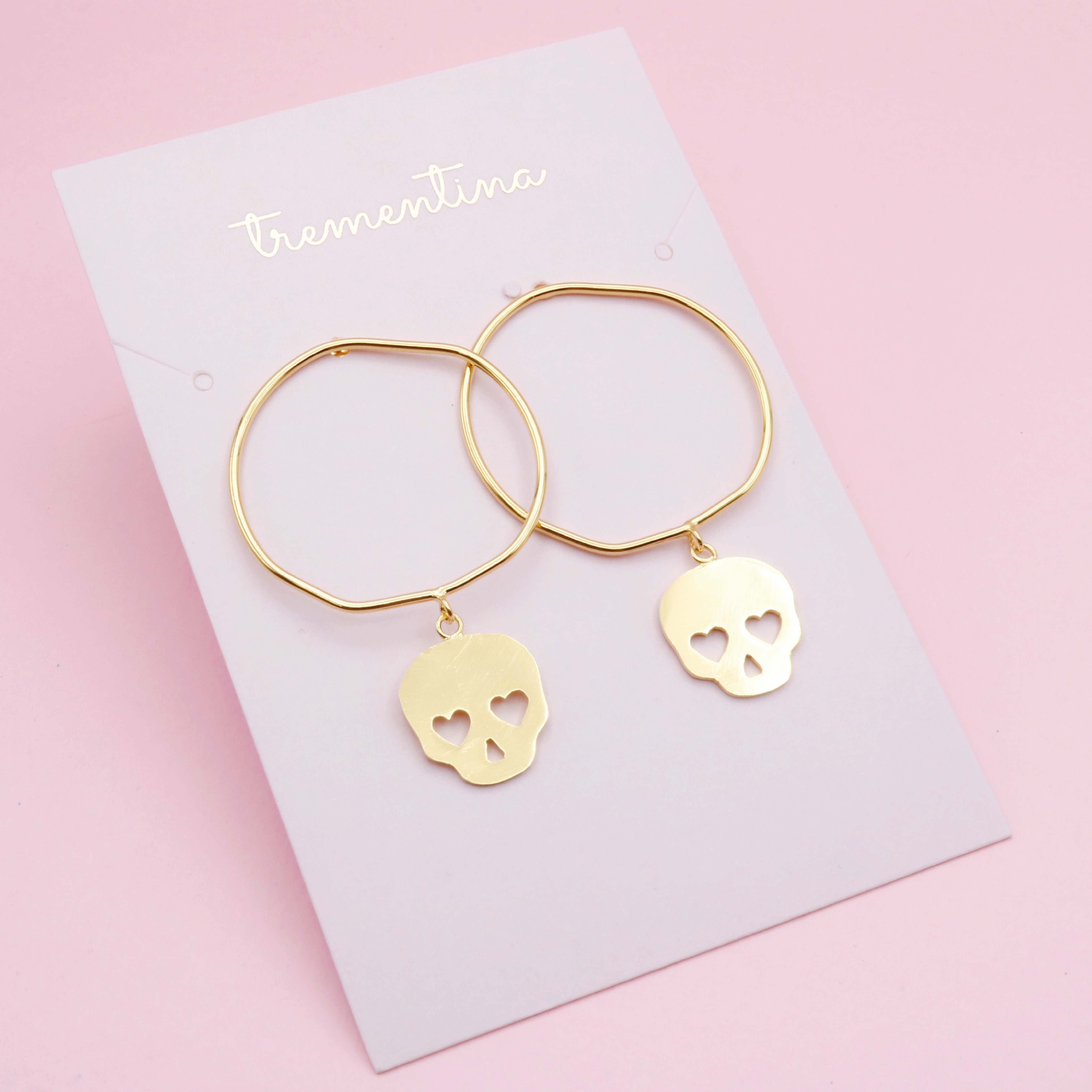 Aretes Dorados Skull Pops