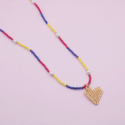 Collar Mostacillas Colombia Corazón Dorado