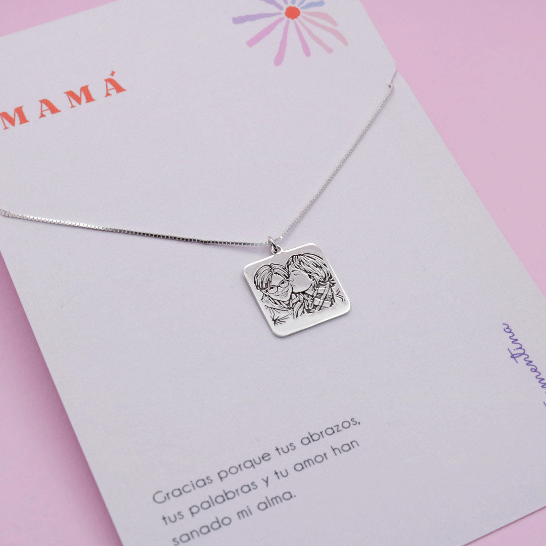 Collar Fotograbado Personalizado en Plata