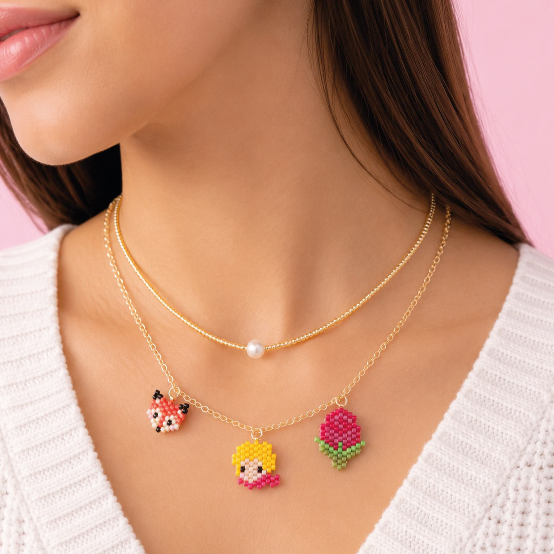 Set de Dos Collares el Principito Dijes Tejidos