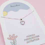 Collar en Plata Corazón Multicolor