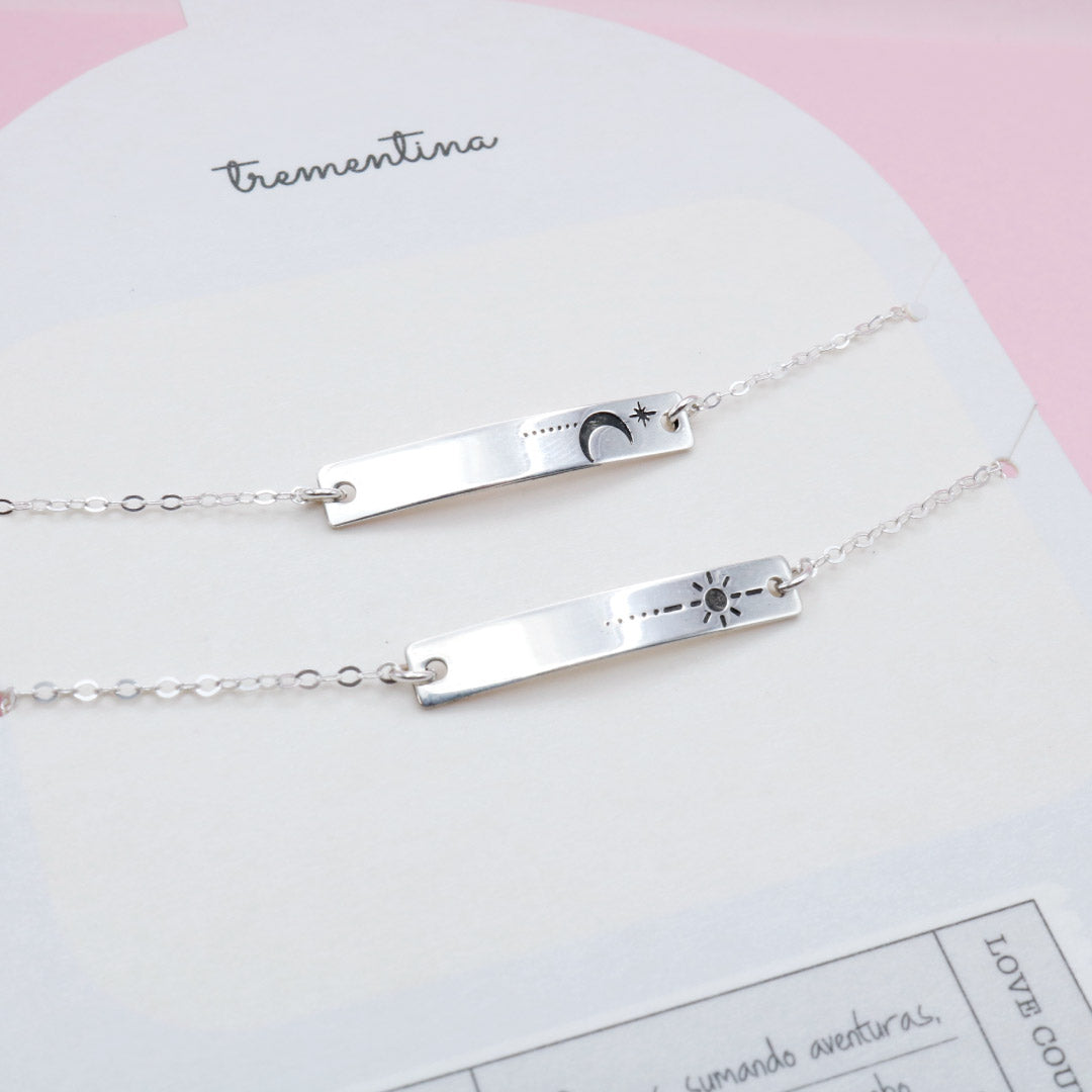 Set de Dos Pulseras en Plata Día y Noche