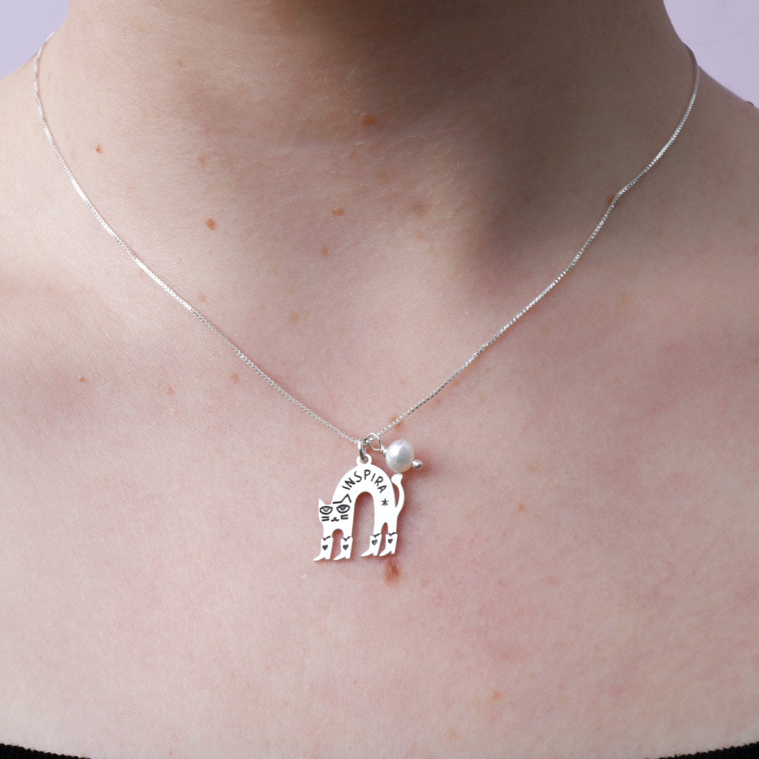 Collar de Plata Gatico Mago Inspira