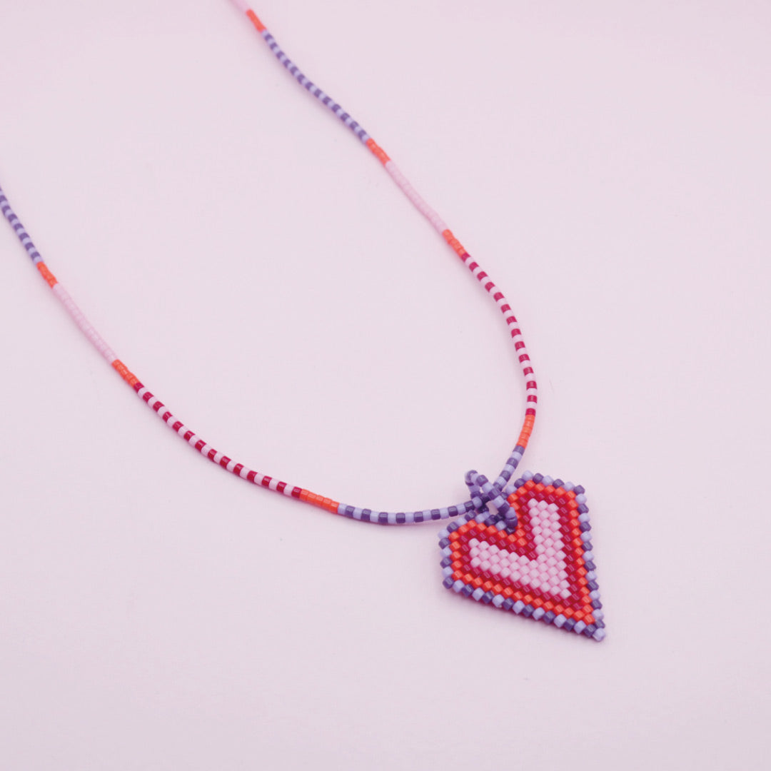 Collar Corazón Miyuki Pastel
