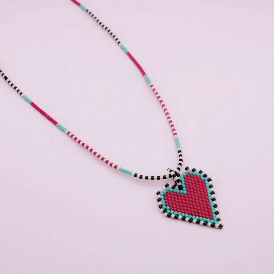Collar Corazón Miyuki Rojo