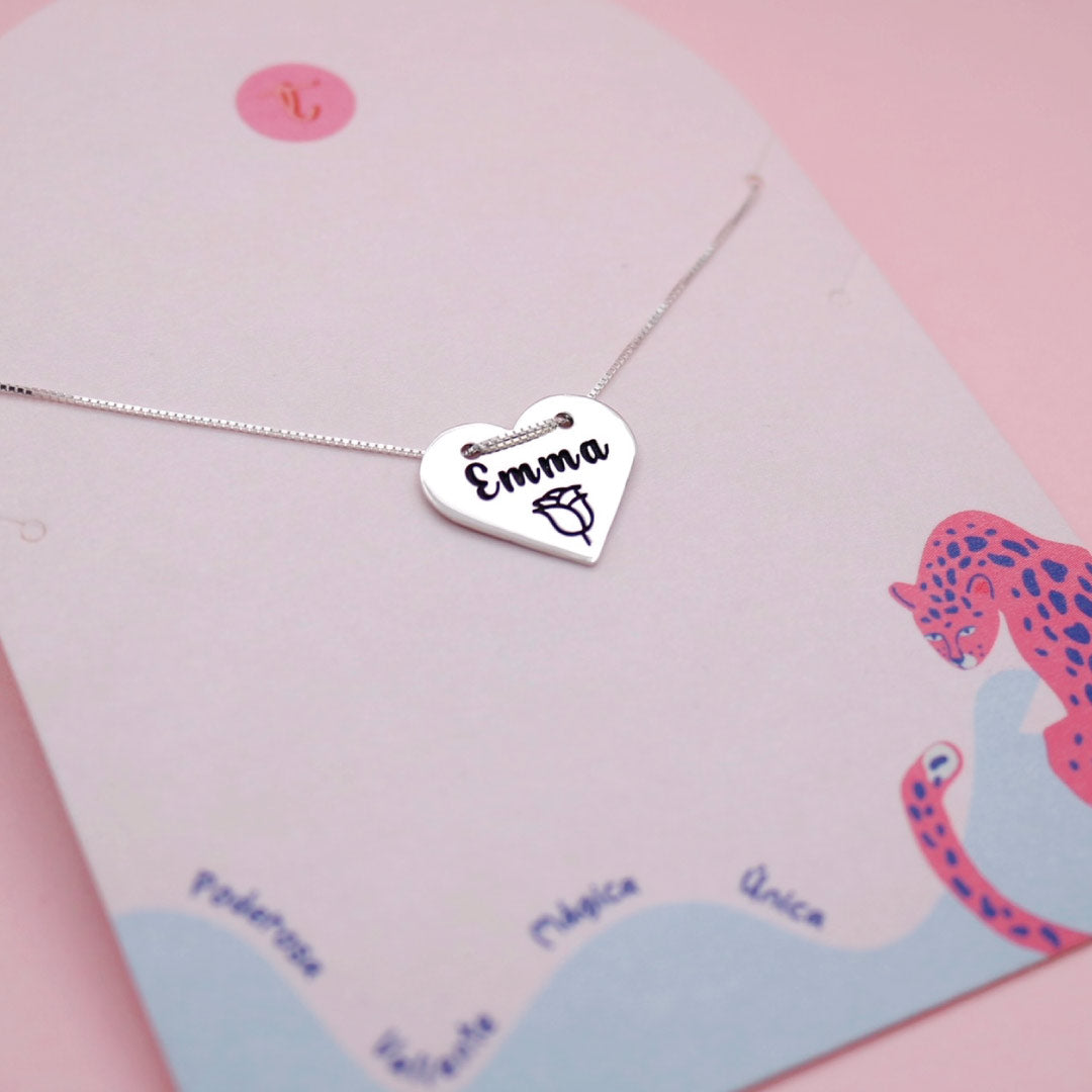 Collar Personalizado de Plata Corazón