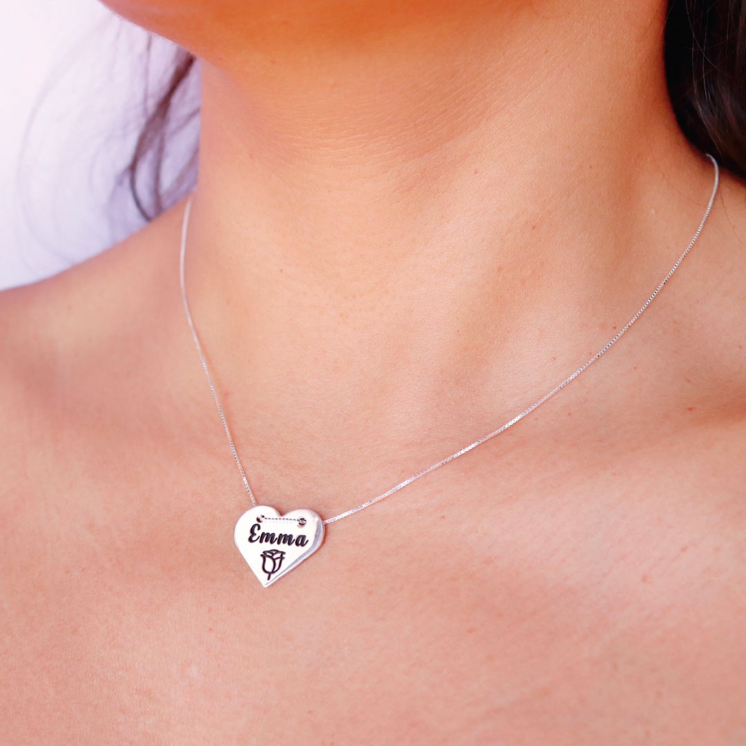 Collar Personalizado de Plata Corazón