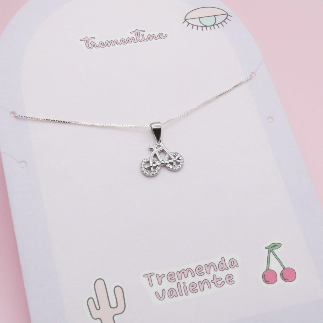 Collar Bicicleta Valiente en Plata