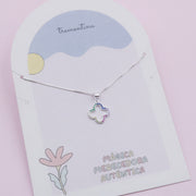 Collar Trébol Multicolor en plata con Circones