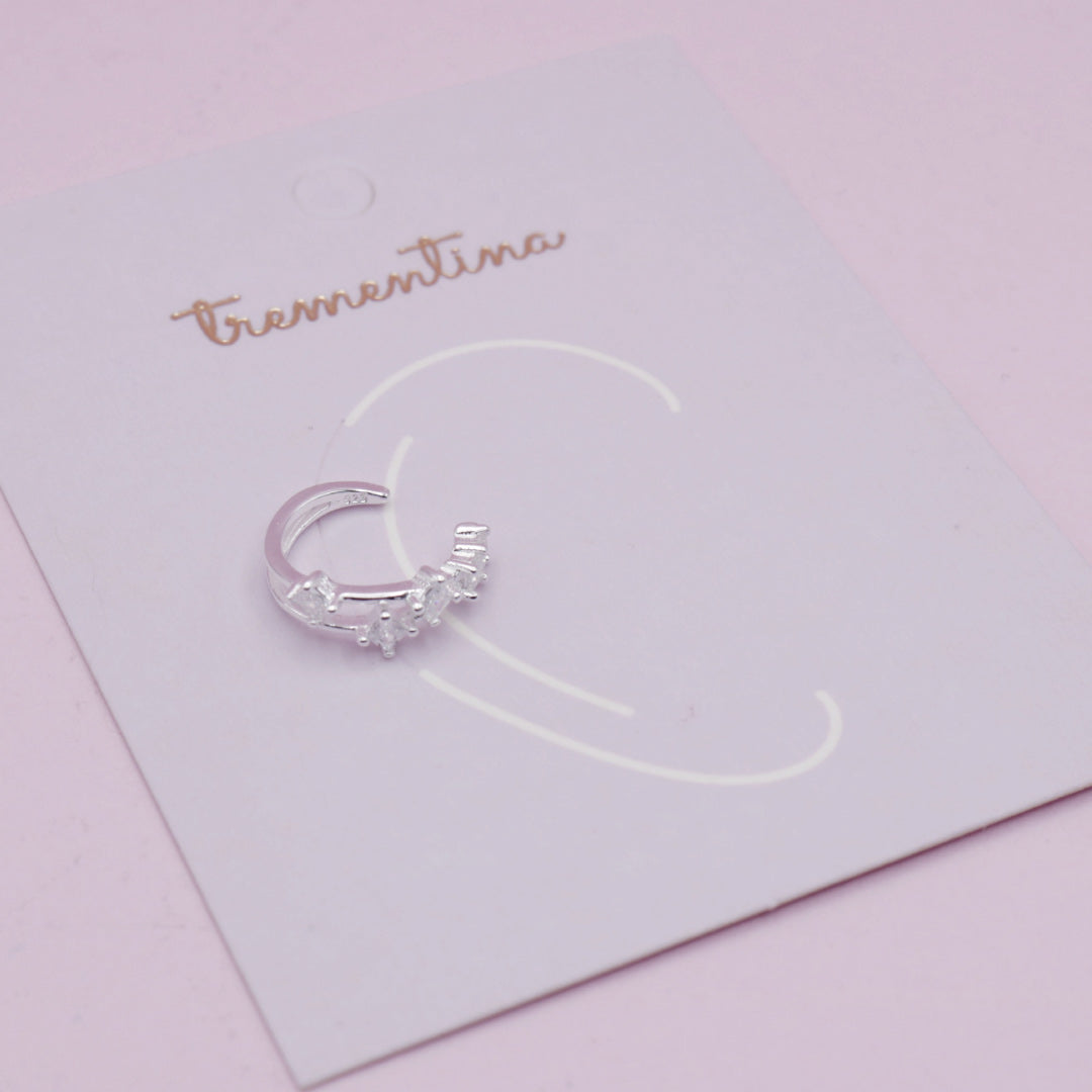 Earcuff Estela en Plata con Circones