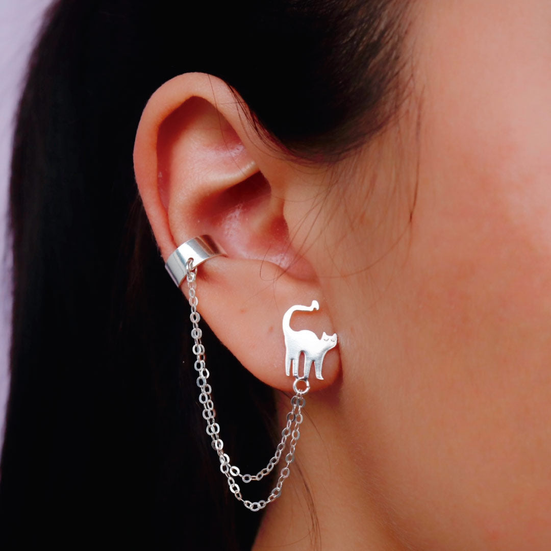 Earcuff en Plata Gato Encanto de Sirena