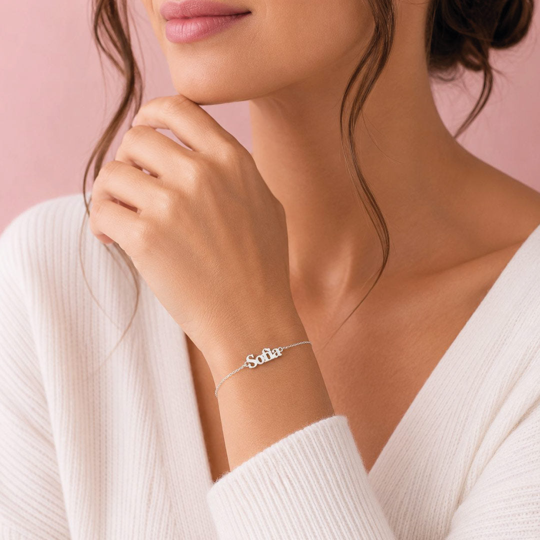 Pulsera de Plata Nombre o Palabra Tipografía Sofia