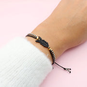 Pulsera Mostacilla Aura Marina Negra