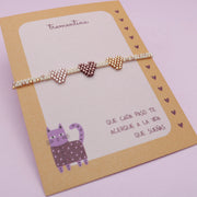 Pulsera Tejida Corazones Tonos Tierra