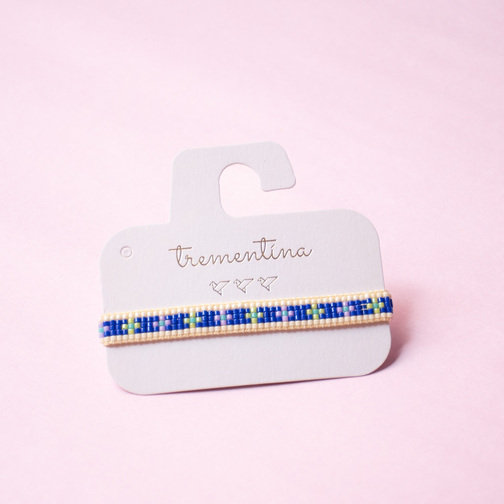 Pulsera Tejida Mostacilla Miyuki Centros Azules