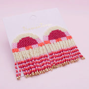 Aretes Miyuki con Flecos Rosa, Fucsia y Beige