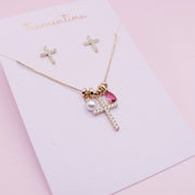 Set Dorado Fe y Esperanza Piedra Rosa