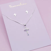Juego de Joyas Cruz Multicolor en Plata