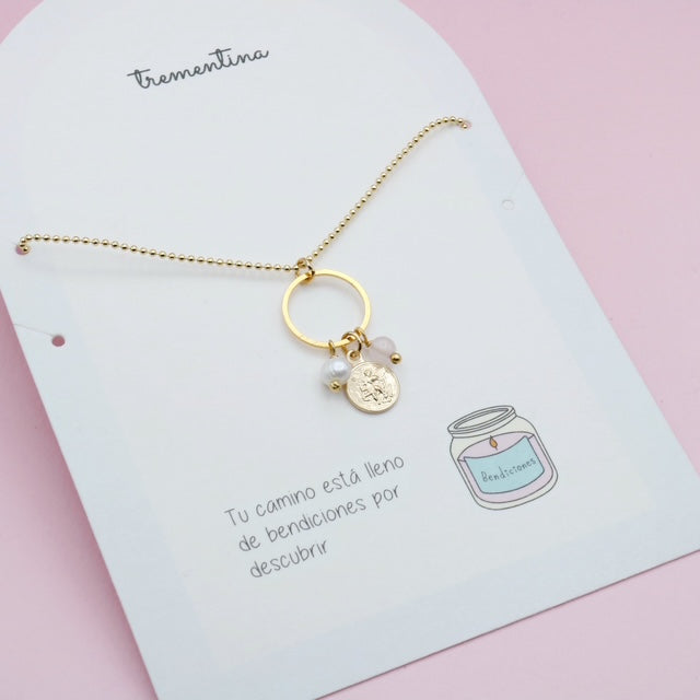 Collar Medalla San Miguel Protector Dorada