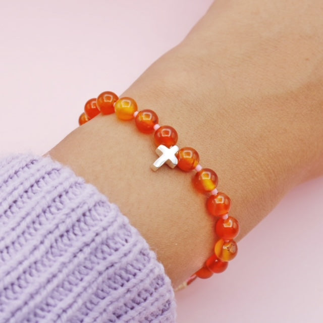 Pulsera Cruz Cornalina