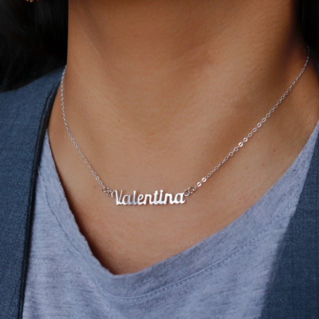 Collar Personalizado Letra Cursiva Horizontal