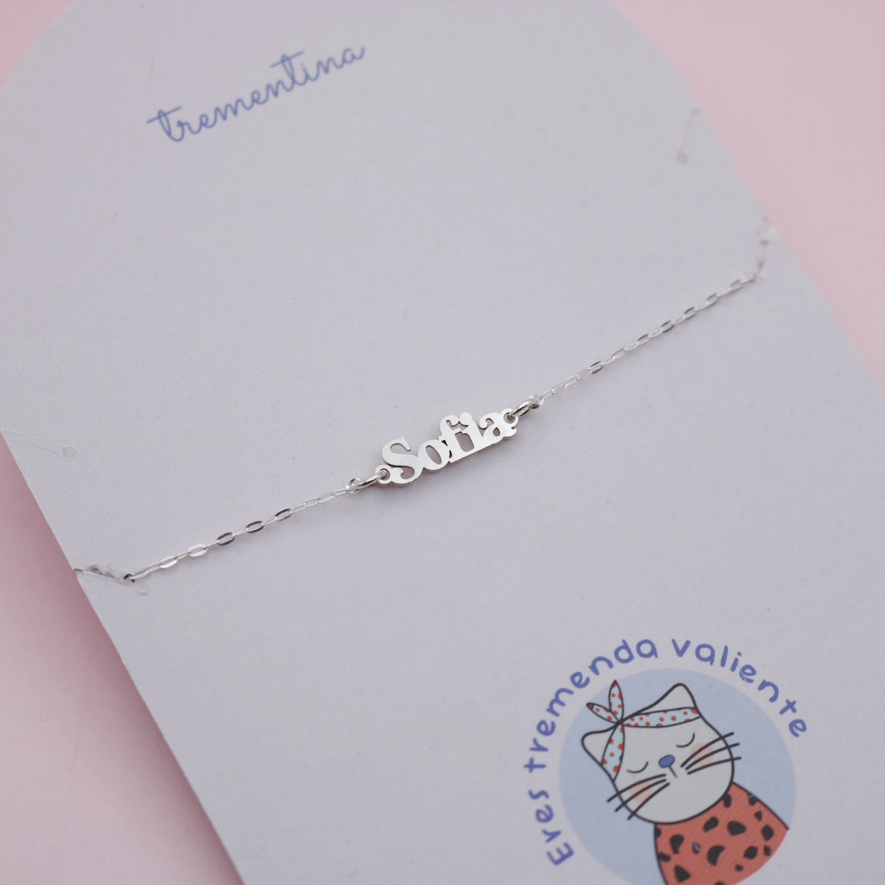 Pulsera de Plata Nombre o Palabra Horizontal