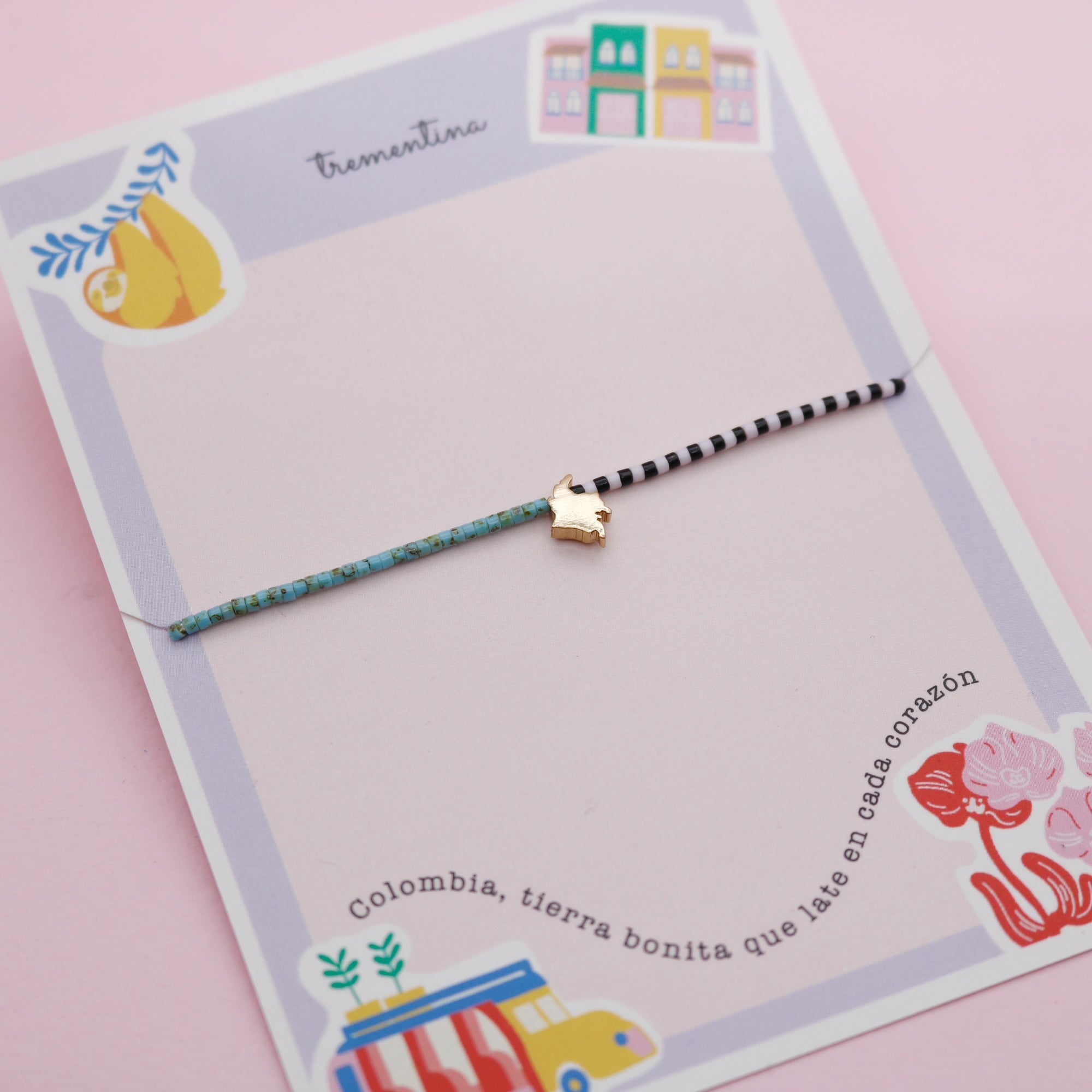 Pulsera Sencilla Mostacilla Colombia Mini Dorado