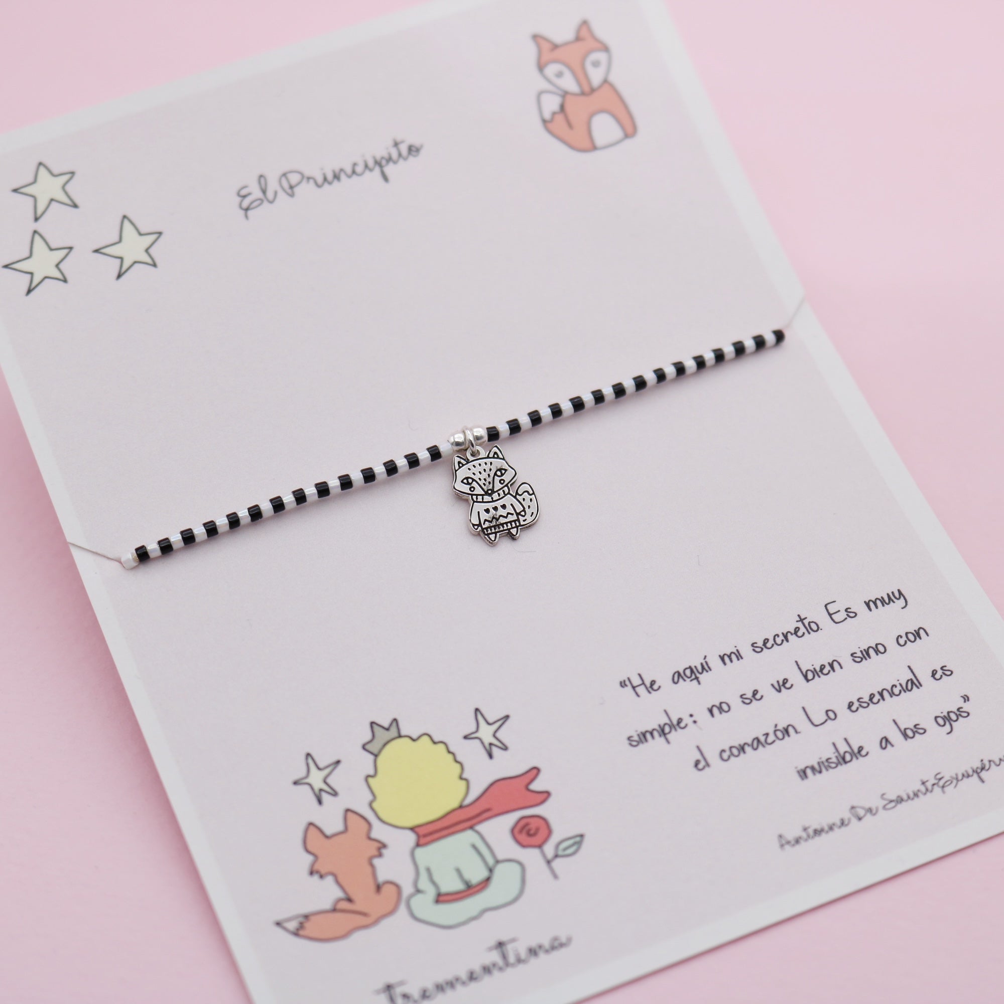 Pulsera Mostacilla "El Principito" Zorrito con saquito