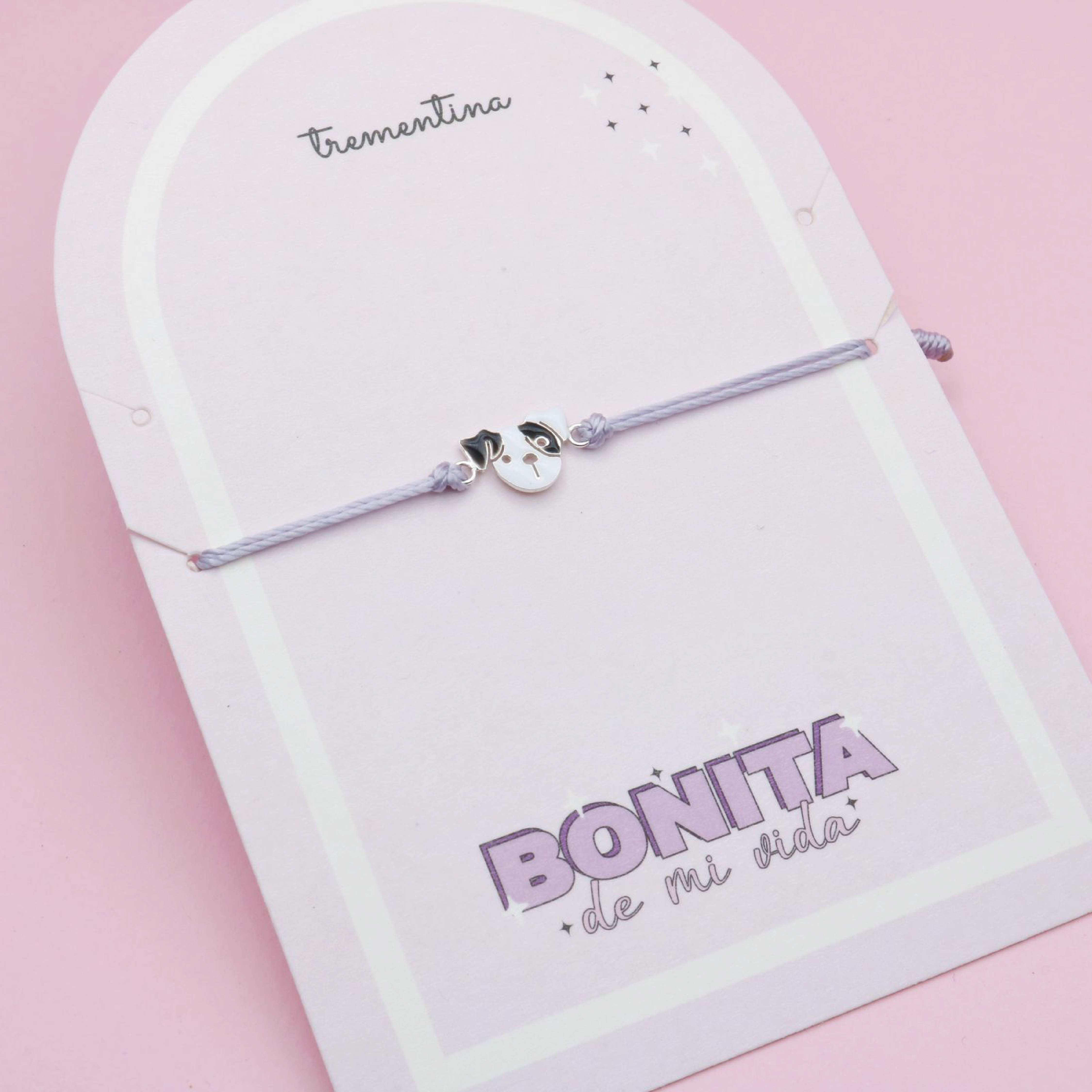 Pulsera En Hilo Perrito Blanco con Negro