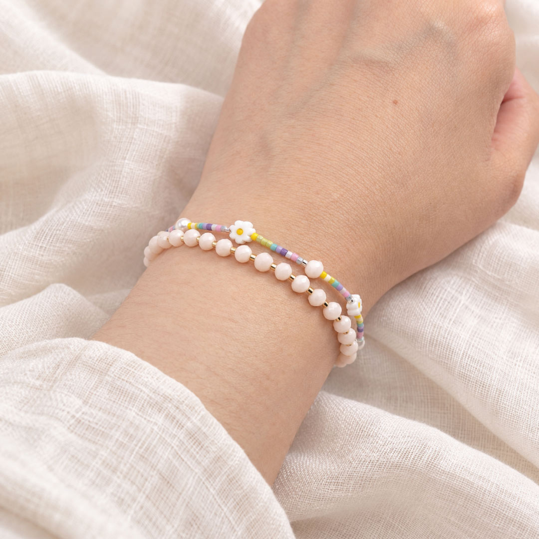Pulsera Doble Margarita Miyuki en Tonos Pastel