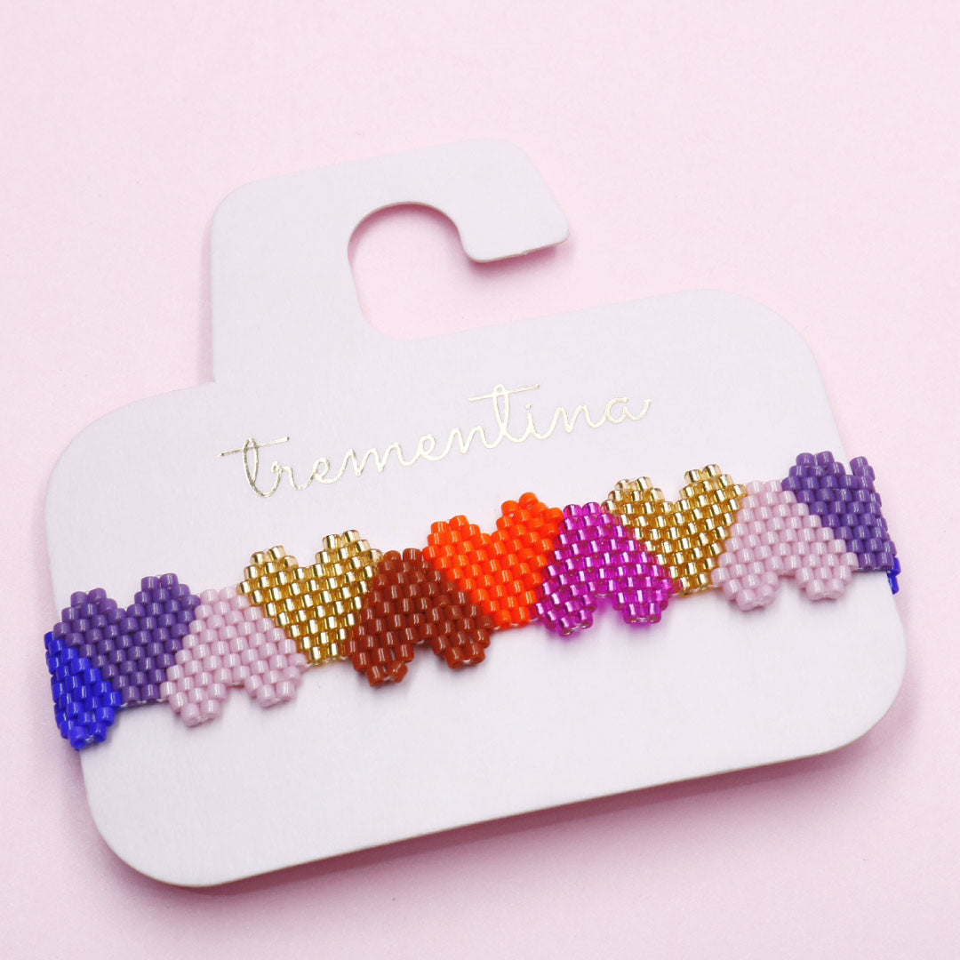 Pulsera Mostacilla Corazones Encendidos