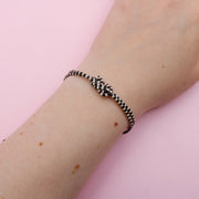 Pulsera Mostacilla Nudo Negro y Blanco